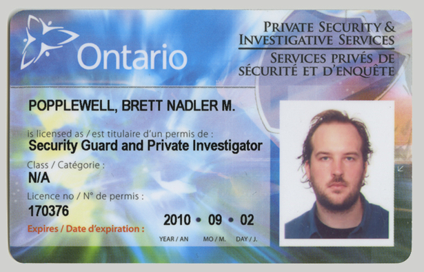 Private security guard license