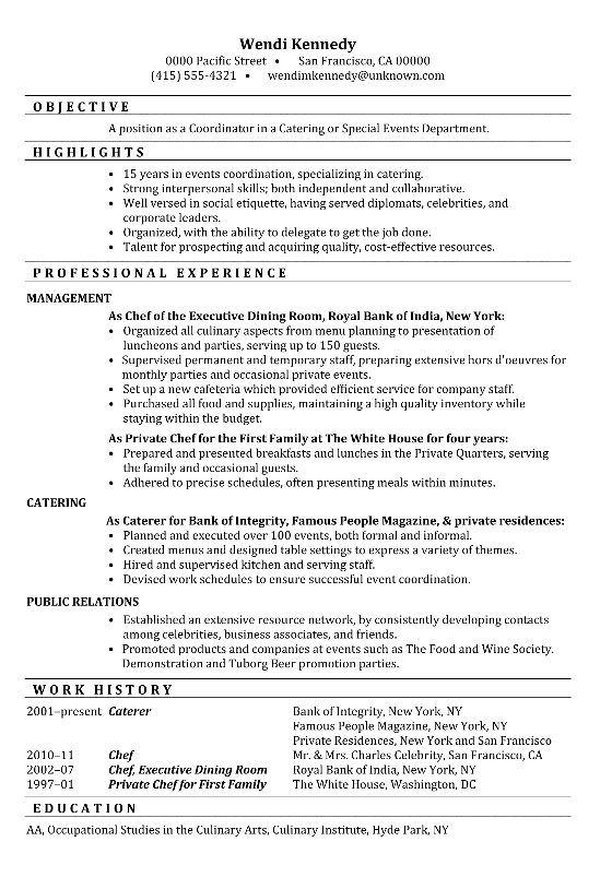 Residential planner resume