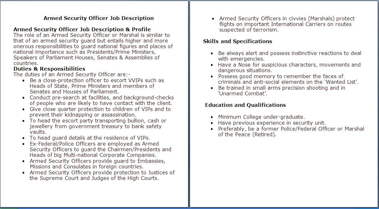 Office security guard job description