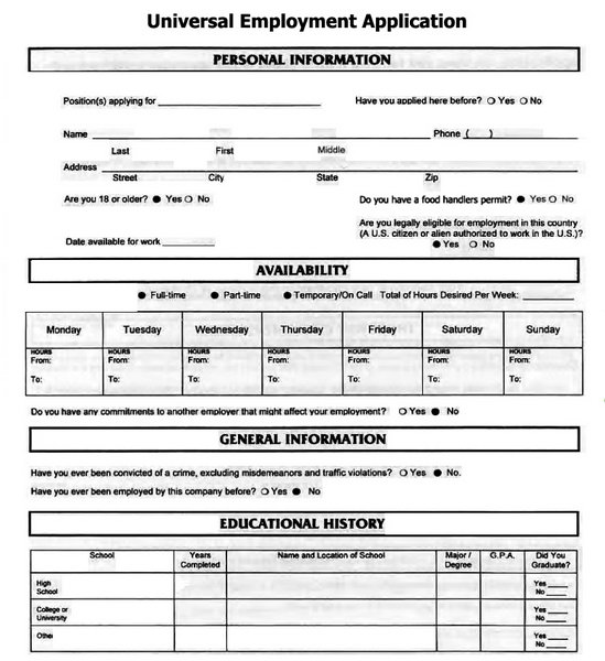 Universal Job Application: Universal Job Application