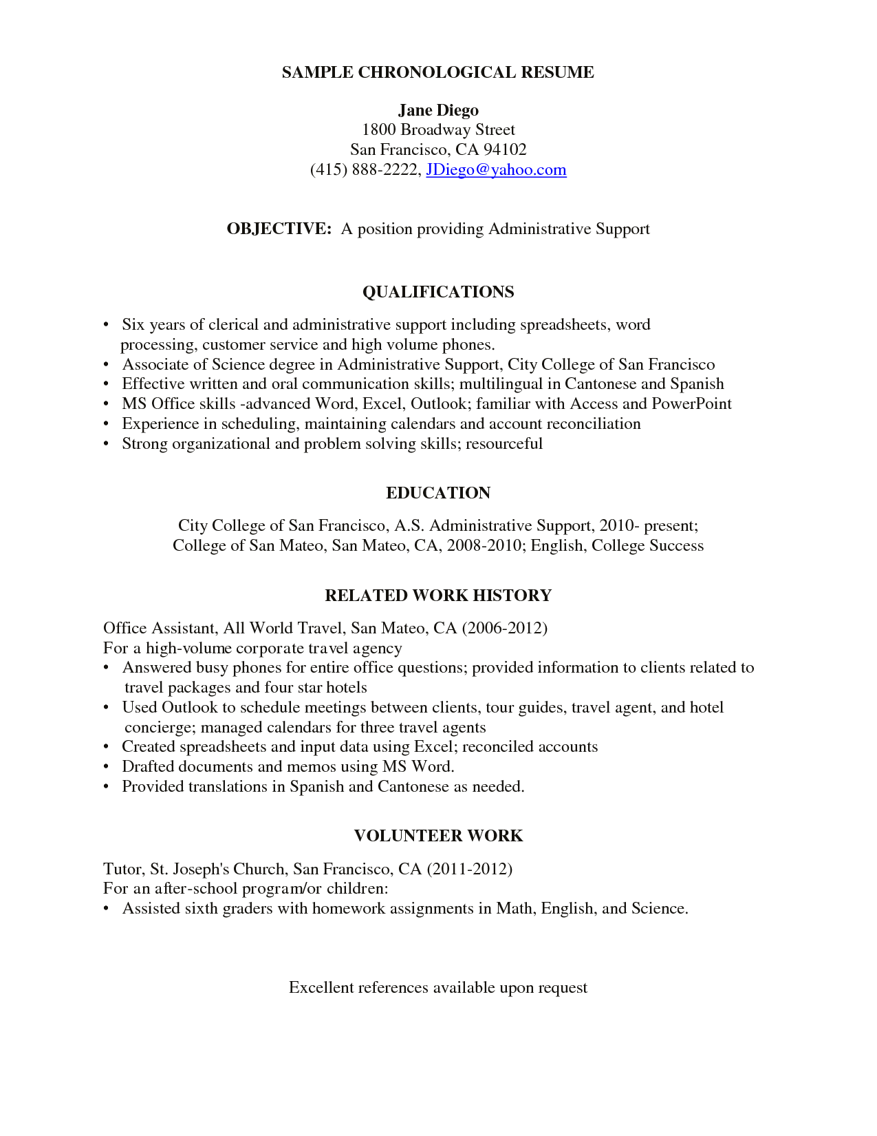 Residential planner resume