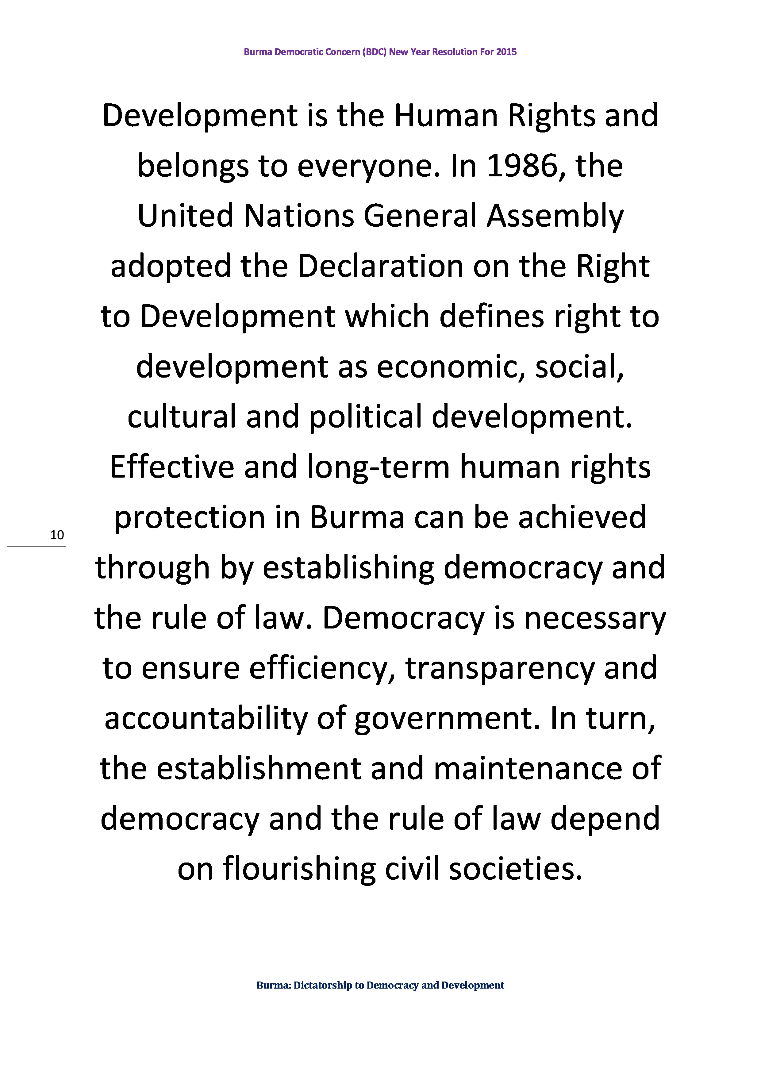 Burma Democratic Concern (BDC) New Year Resolution For 2015