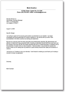 Security Cover Letter Examples - Security Guards Companies