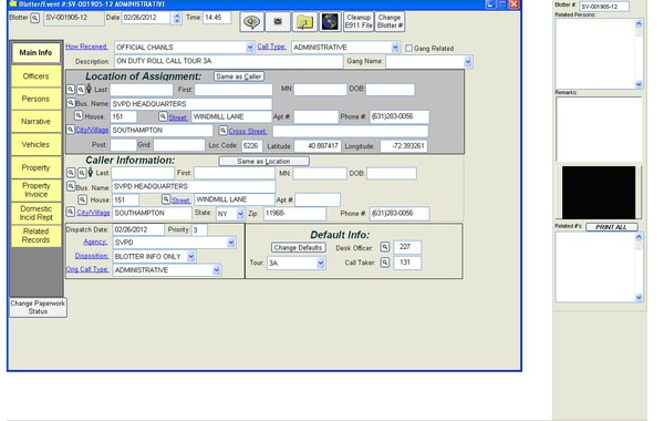 Police computer aided dispatch