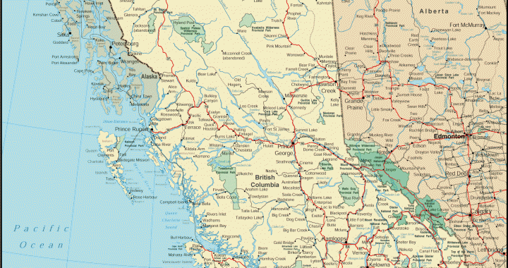 Map of BC Canada with Cities - Security Guards Companies