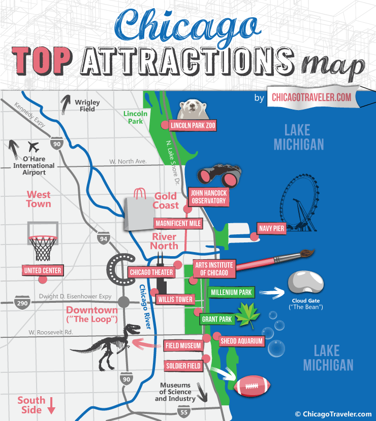 Map Chicago Top Attractions 
