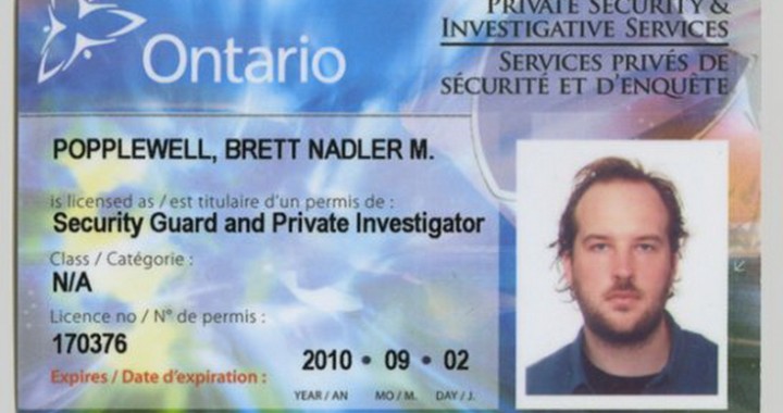Security Guard or Private Investigator Licence Card Ontario