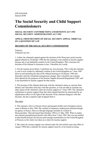 The Social Security and Child Support Commissioners - Rightsnet