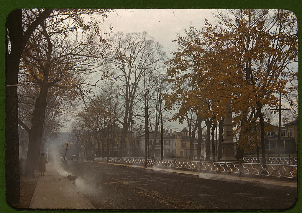Burning the autumn leaves in Norwich, Connecticut  (LOC)