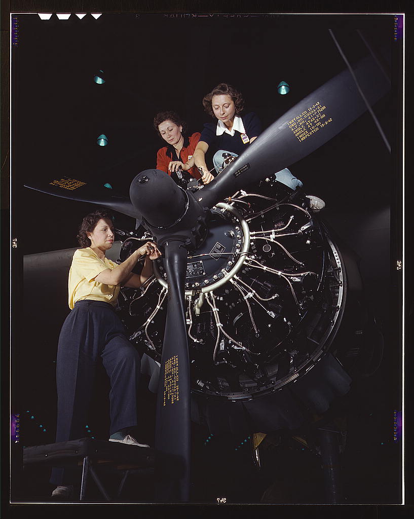 Women at work on C-47 Douglas cargo transport, Douglas Aircraft Company, Long Beach, Calif.  (LOC)