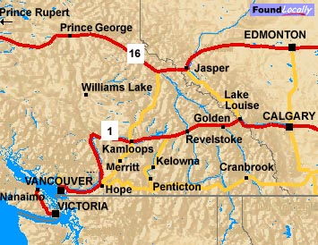 Road Map of BC Canada - Security Guards Companies