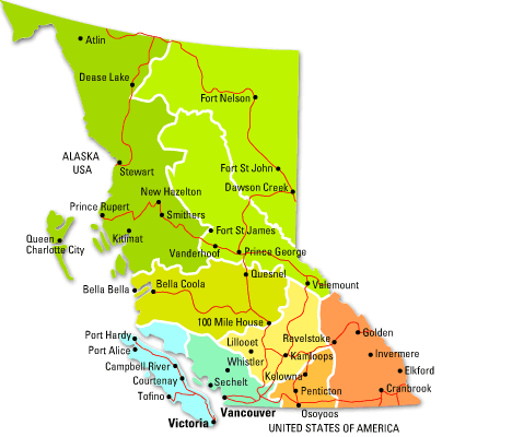 Map of BC Canada British Columbia - Security Guards Companies