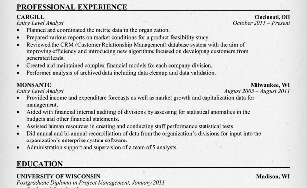 entry-level-analyst-resume-sample