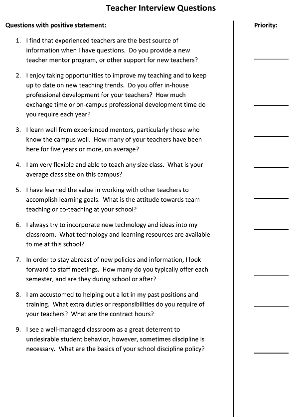 Possible interview questions for teachers security guards companies