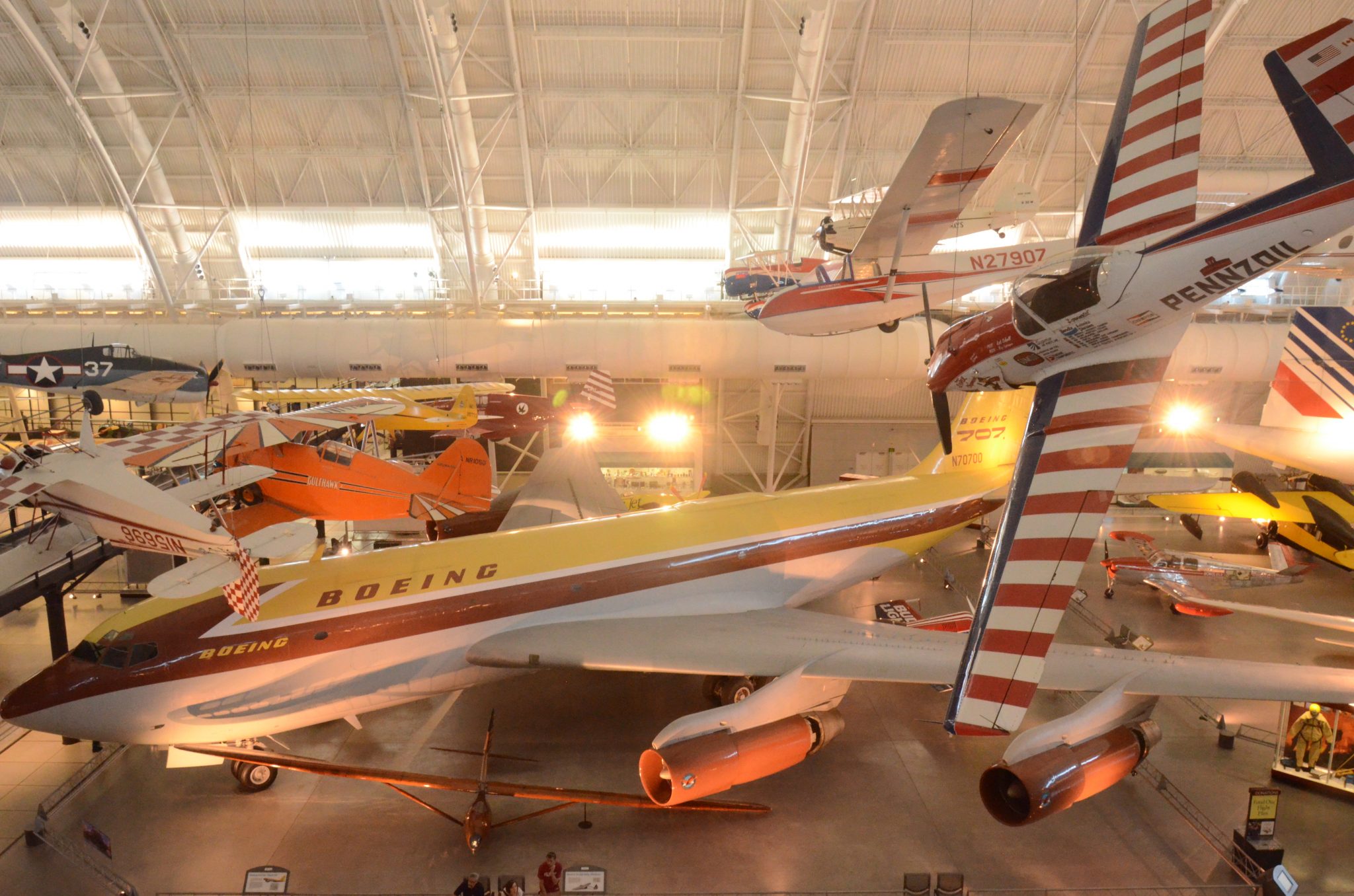 Steven F. Udvar-Hazy Center: Boeing 367-80 (prototype 707, first jet airliner), and De Havilland Canada DHC-1A Chipmunk Pennzoil Special