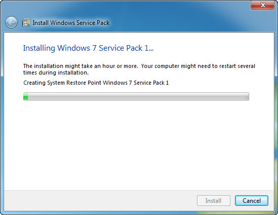 how to install windows 7 service pack 1