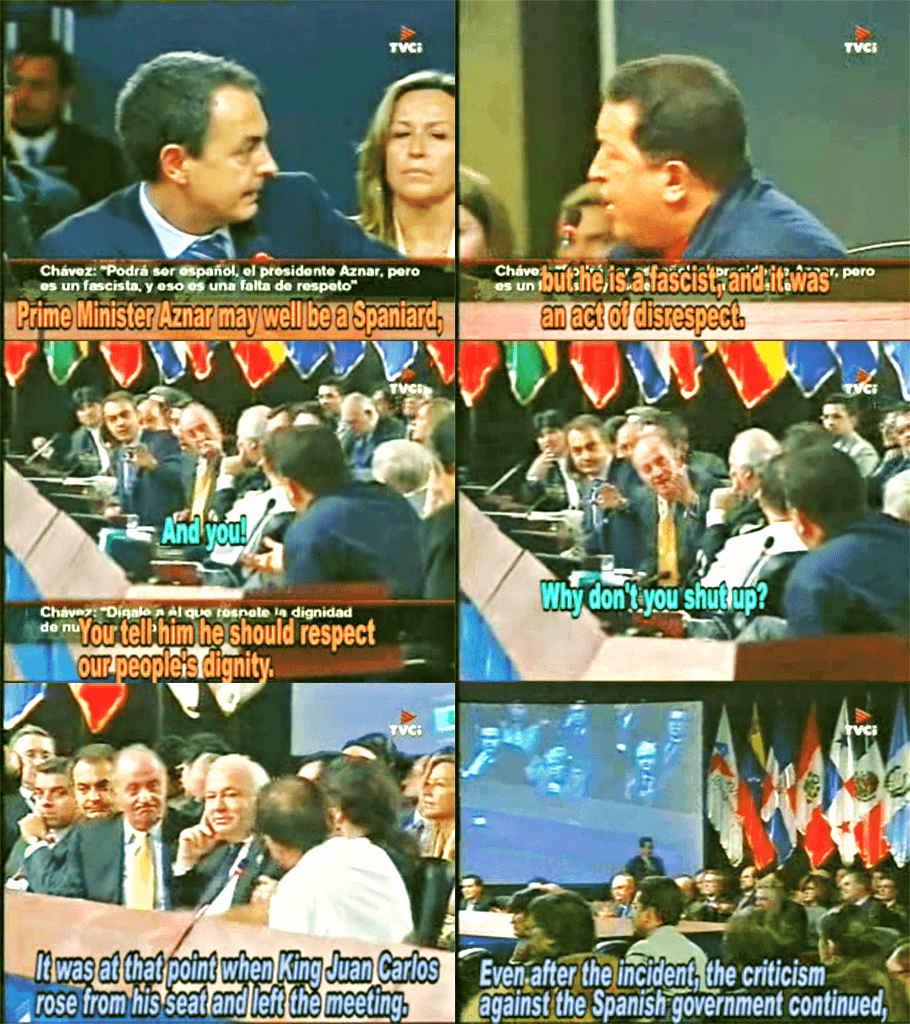 tribune Chávez & monarch of Spain indict each other of default . . . . . . . . .  ► ►  ► media coverage ◄ ◄ ◄